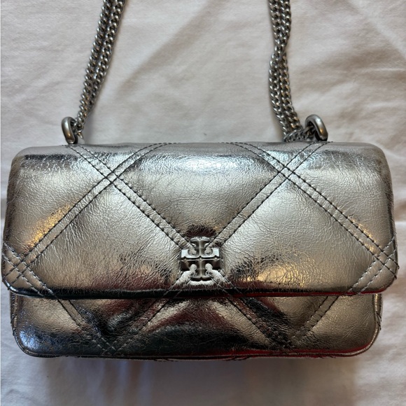 Tory Burch Handbags - Silver Tory Burch- Kira Diamond Quilt Flap Bag